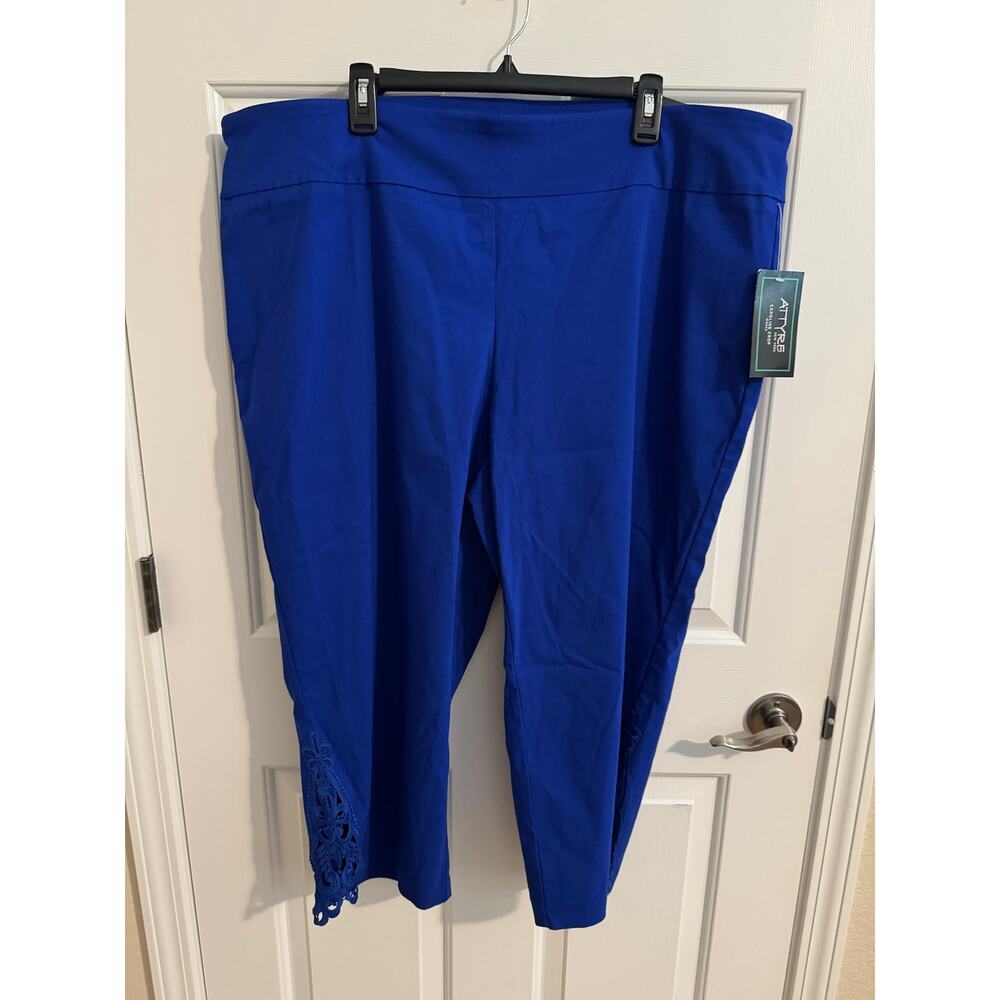 Attyre New York New Caroline Crop Pull On Stretch Royal Blue Plus 24W